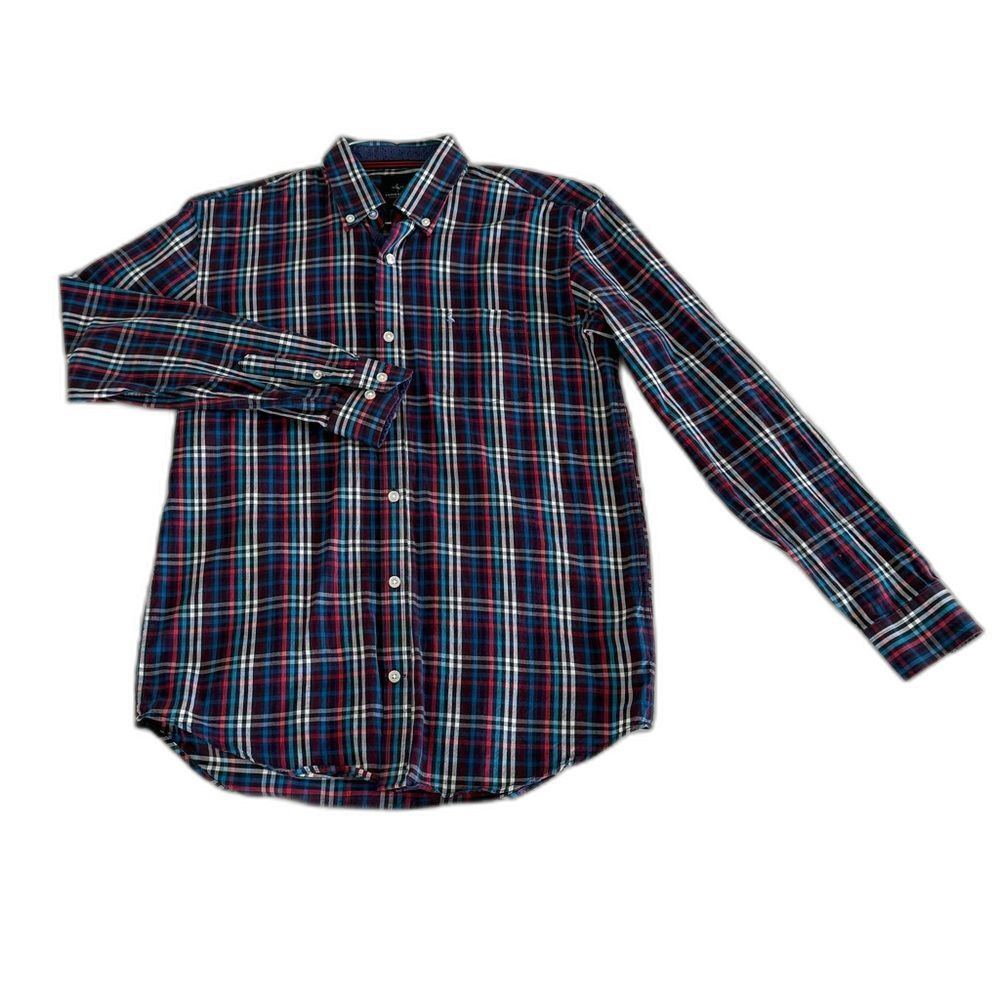Tailorbyrd Big Boys 18 Plaid LS Button up Button Collar Dress Shirt Blue Red